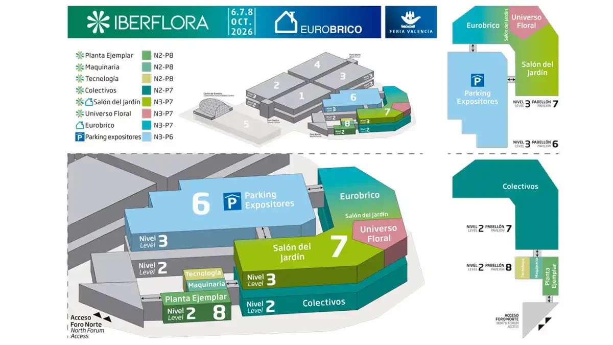 Plano de pabellones Iberflora 2026